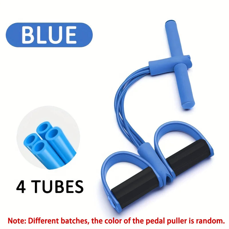 Multifunction Tension Rope 6-Tube Elastic Yoga Pedal Puller Resistance Band Tension Rope for Leg Stretching Slimming Training