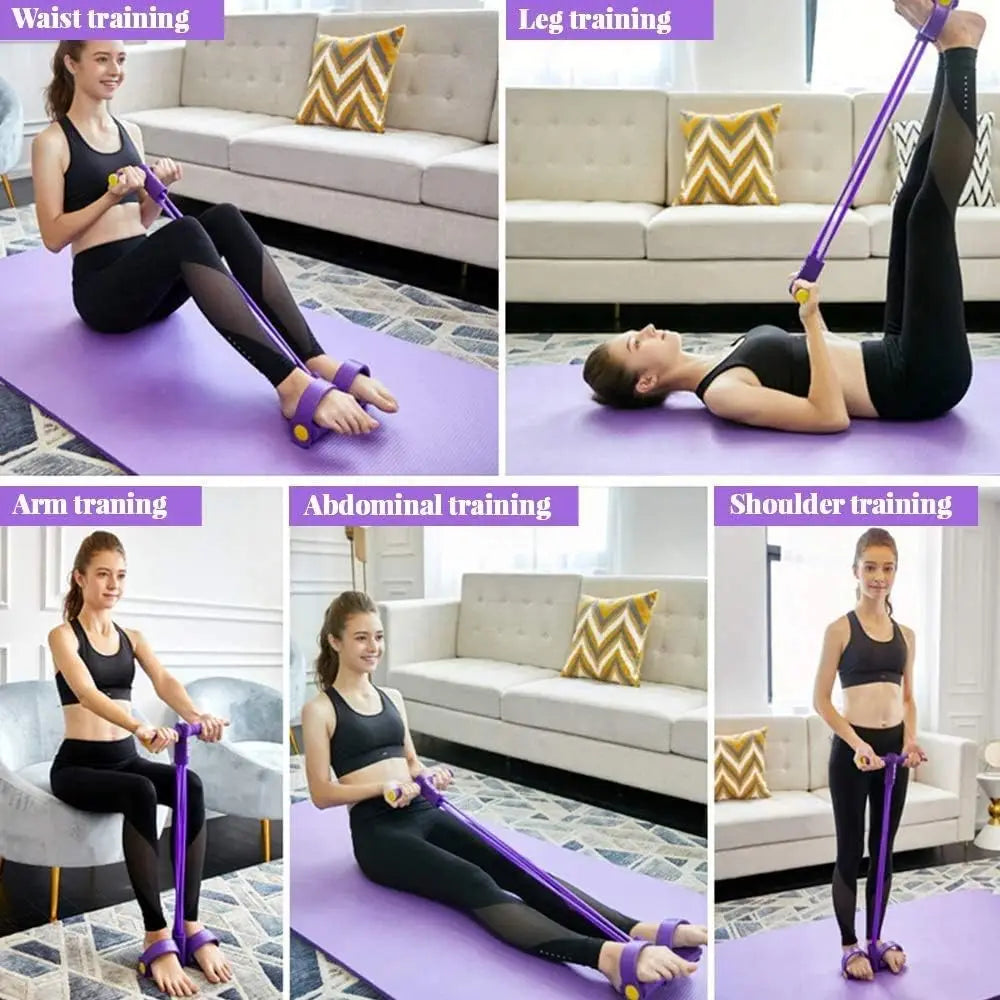 8-Char 4-Tube Pedal Resistance Bands Home Gym Resistance Bands Elastic Ropes for Full Body Workout