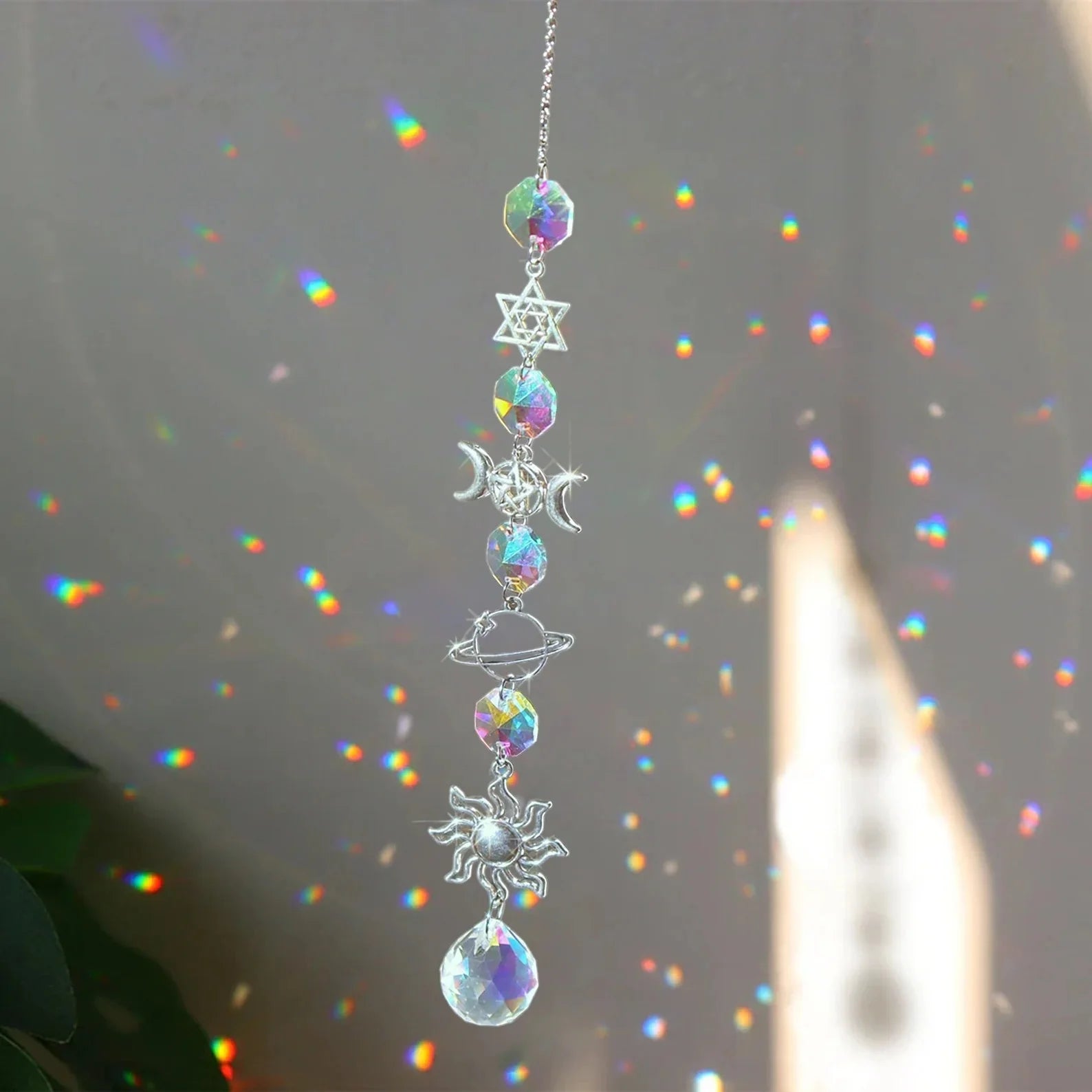 Crystal Wind Chime Rainbow Maker Sun Catcher Dream Catcher Pendant Home Garden Decor Wind Chime, Holiday, Festival, Home Decor,