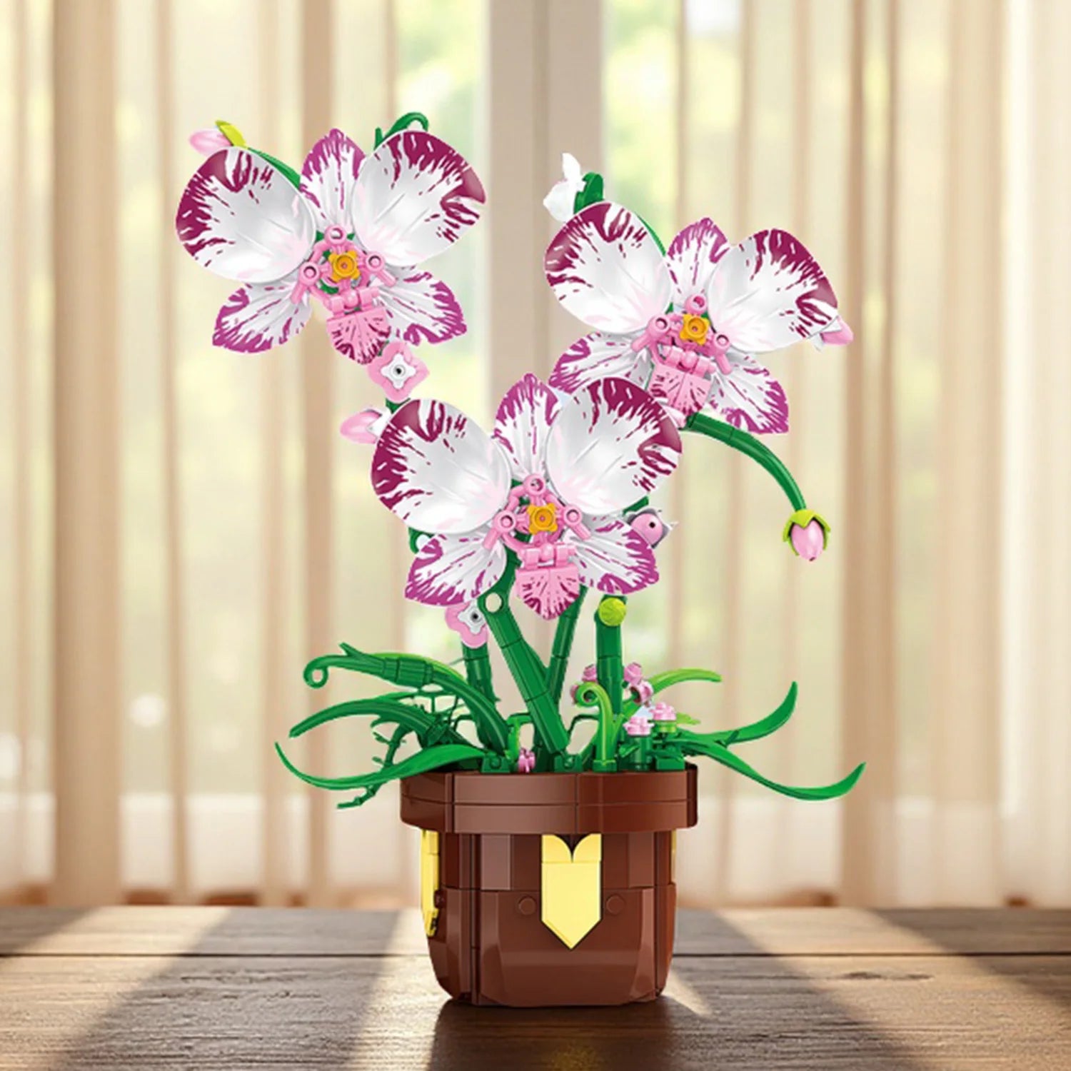Orchid Botanical Potted Plant Building Block Flower Model Puzzle Toys Sets New Year Christmas Birthday Gifts