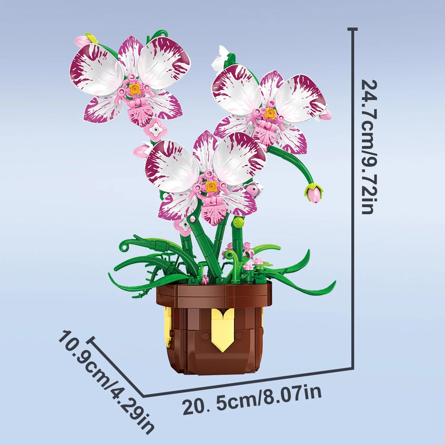 Orchid Botanical Potted Plant Building Block Flower Model Puzzle Toys Sets New Year Christmas Birthday Gifts