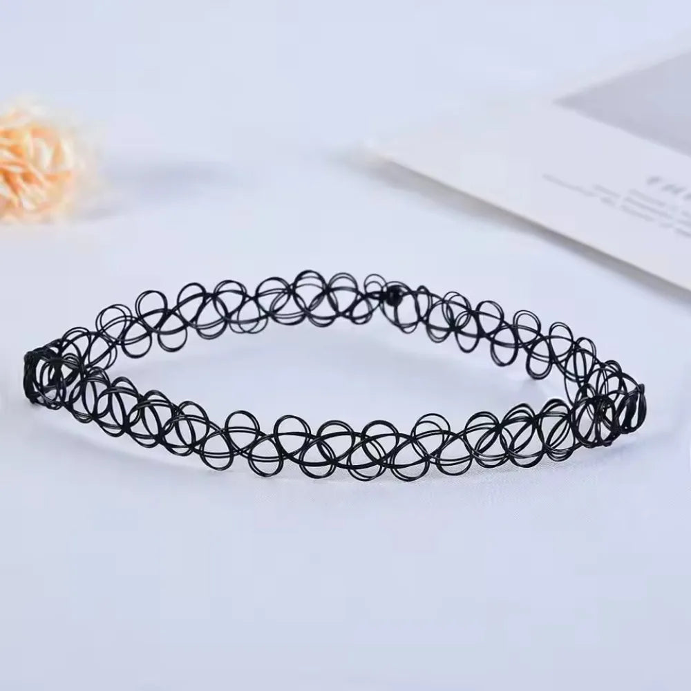 Choker Necklace Vintage Elastic Tattoo Choker Multi Color Fashion Retro Necklace Stretch Braided Fish Thread Gothic Jewellery