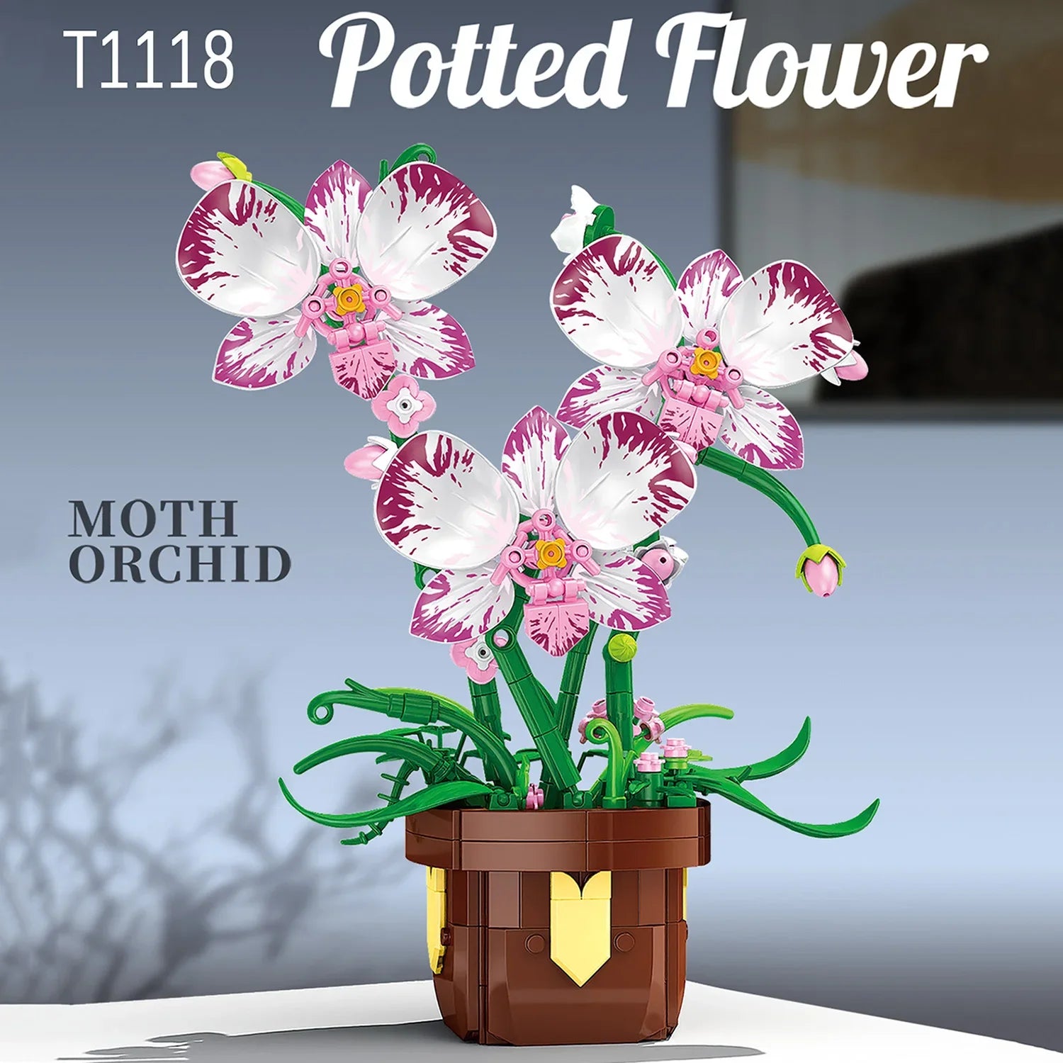 Orchid Botanical Potted Plant Building Block Flower Model Puzzle Toys Sets New Year Christmas Birthday Gifts