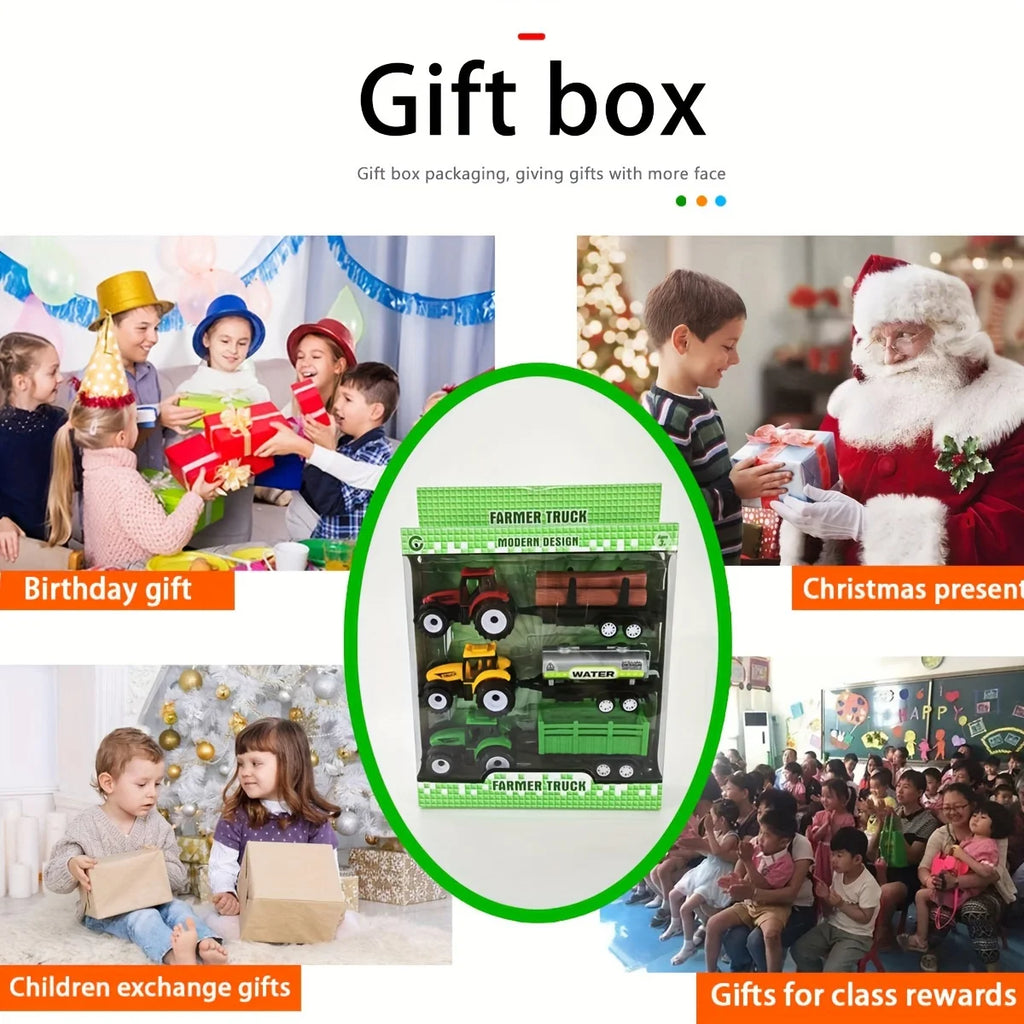 Three in one tractor combination set simulation toy car model boy toy gift box packaging birthday gift class prize