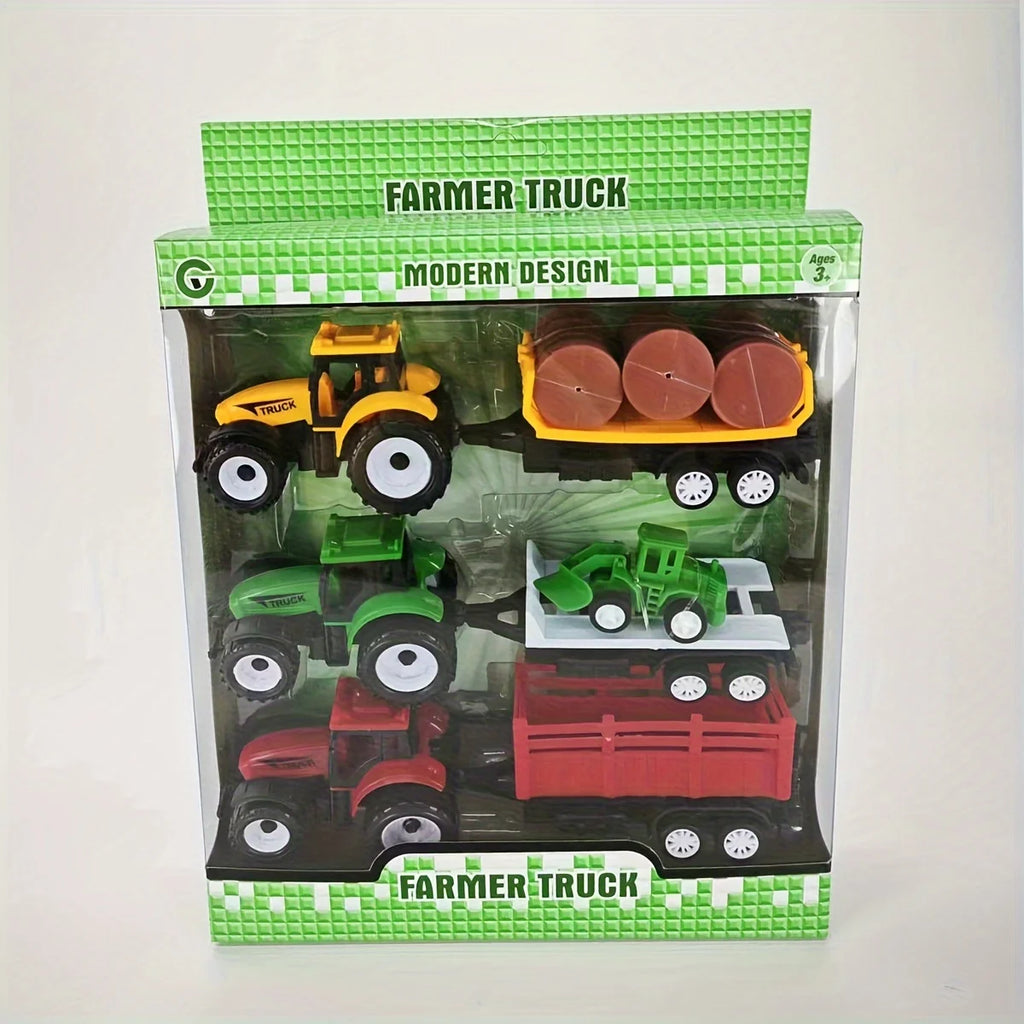 Three in one tractor combination set simulation toy car model boy toy gift box packaging birthday gift class prize