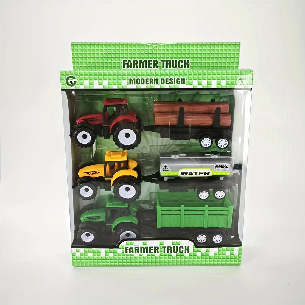 Three in one tractor combination set simulation toy car model boy toy gift box packaging birthday gift class prize