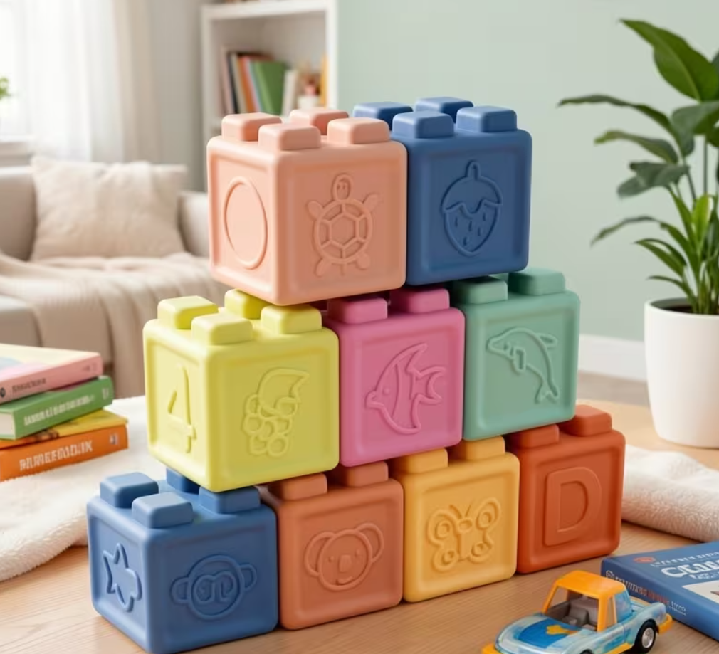 Large Particle Soft Rubber Building Blocks, Early Education Puzzle Toys, Stacking And Building