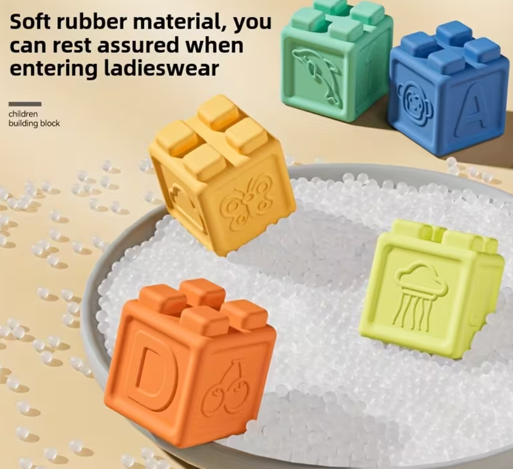 Large Particle Soft Rubber Building Blocks, Early Education Puzzle Toys, Stacking And Building