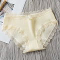 Lingerie Underwear Women Bow New Lace Panties Briefs Low Waist Solid Color Middle-Waisted Underpants Female Lingerie Briefs