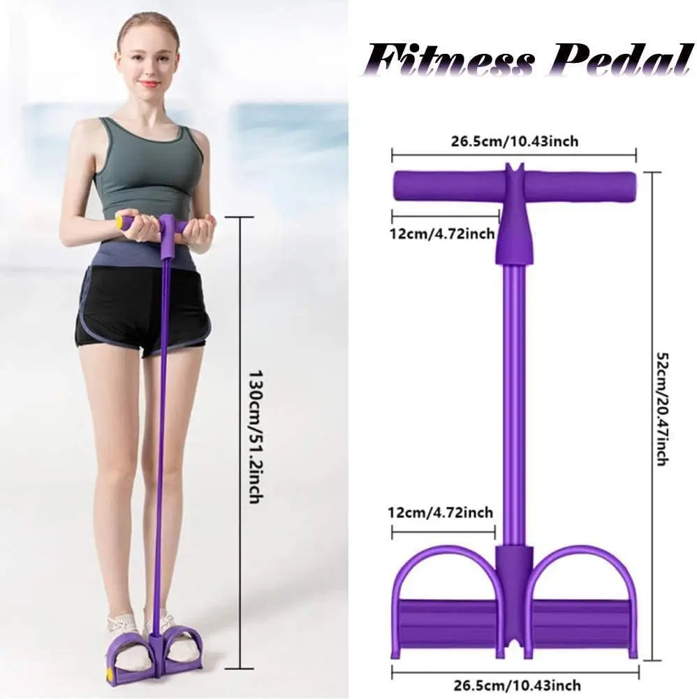 8-Char 4-Tube Pedal Resistance Bands Home Gym Resistance Bands Elastic Ropes for Full Body Workout