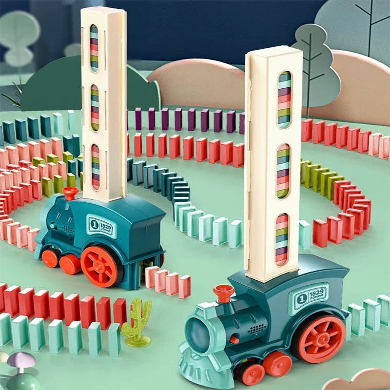 Automatic Domino Train Set: Educational Toy for Early Learning Creative Play Gifts for Children's Fun and Development