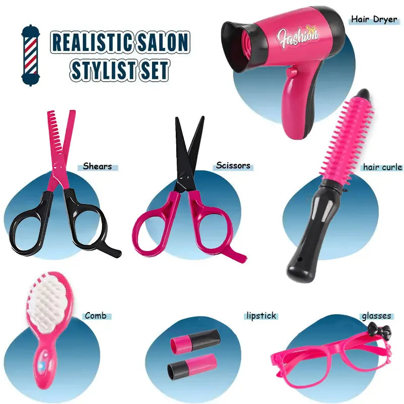 Girls' Play Hairdresser Kit with Accessories