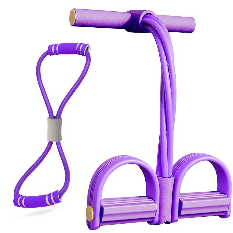 8-Char 4-Tube Pedal Resistance Bands Home Gym Resistance Bands Elastic Ropes for Full Body Workout