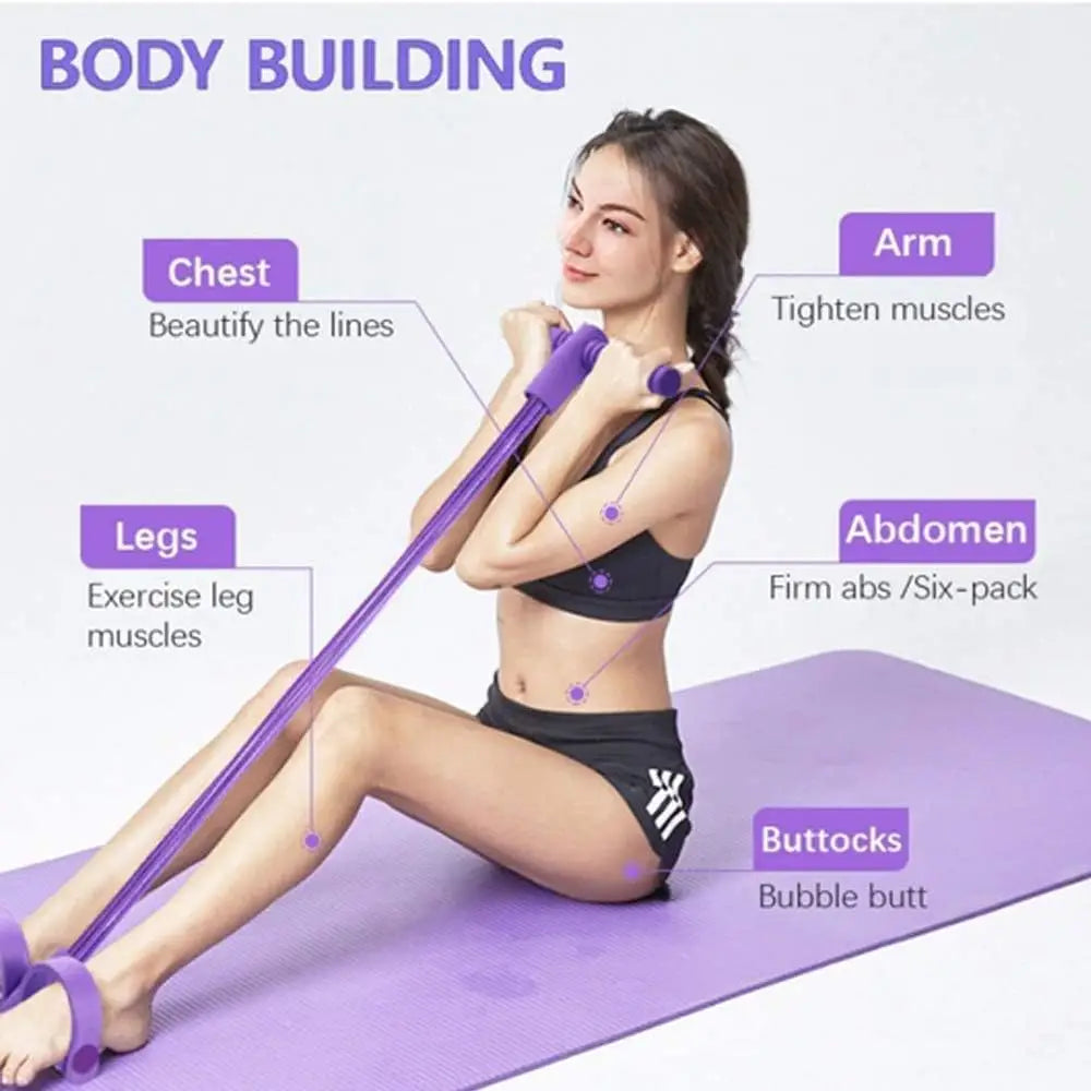 8-Char 4-Tube Pedal Resistance Bands Home Gym Resistance Bands Elastic Ropes for Full Body Workout